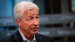 Jamie Dimon, chief executive officer of JPMorgan Chase & Co., during a Bloomberg Television on the sidelines of the JPMorgan Tech Stars Conference 2025 in London, UK, on Tuesday, Oct. 7, 2025. Dimon said JPMorgan spends $2 billion a year on developing artificial intelligence technology, and saves about the same amount annually from the investment.