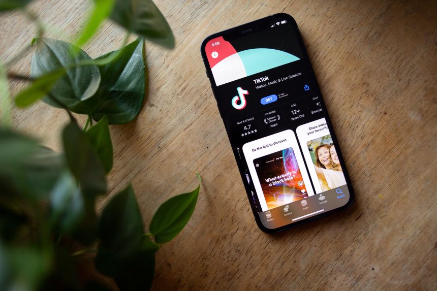 TikTok is seen in the app store of an iPhone on January 8, 2025.