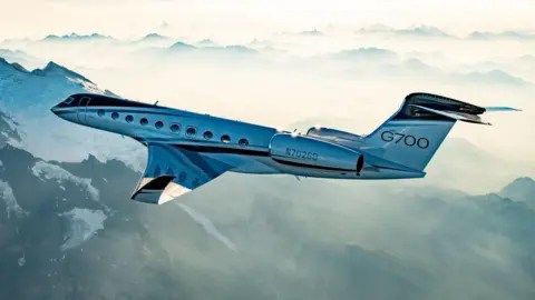 Gulfstream A Gulfstream G700 business jet, manufactured by Gulfstream Aerospace Corp.