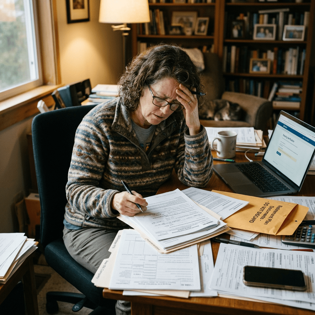 Person frustrated transferring retirement account paperwork