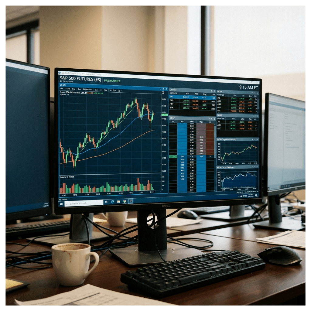 S&P 500 futures trading screen before market open