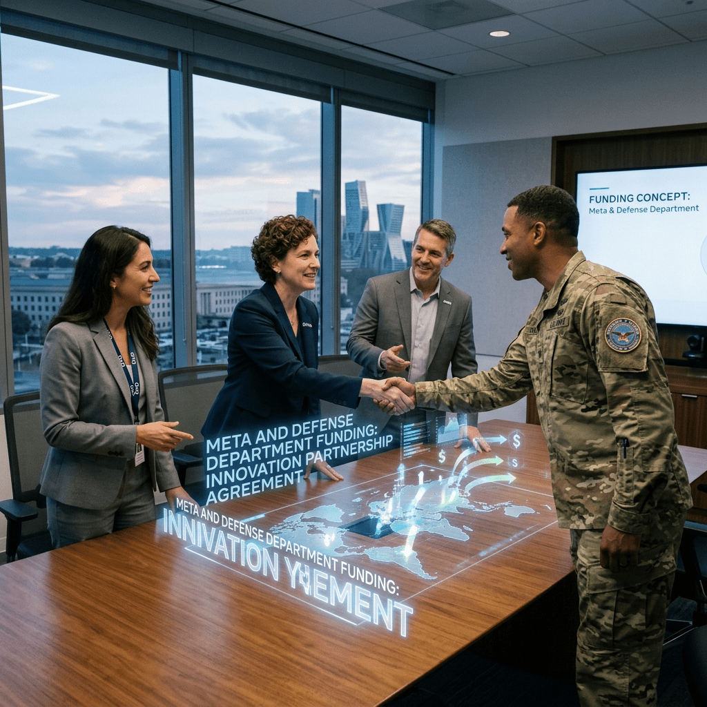 Meta and Defense Department funding concept scene