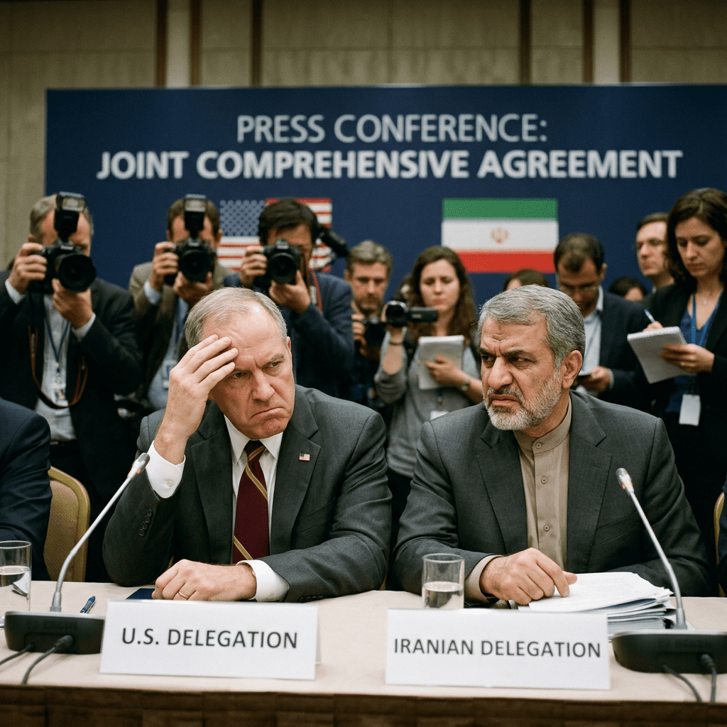 U.S. and Iran agreement press conference tension