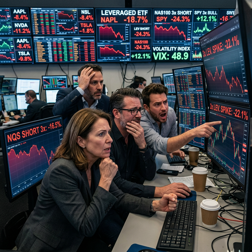 Group of traders monitoring declining stock charts and market data